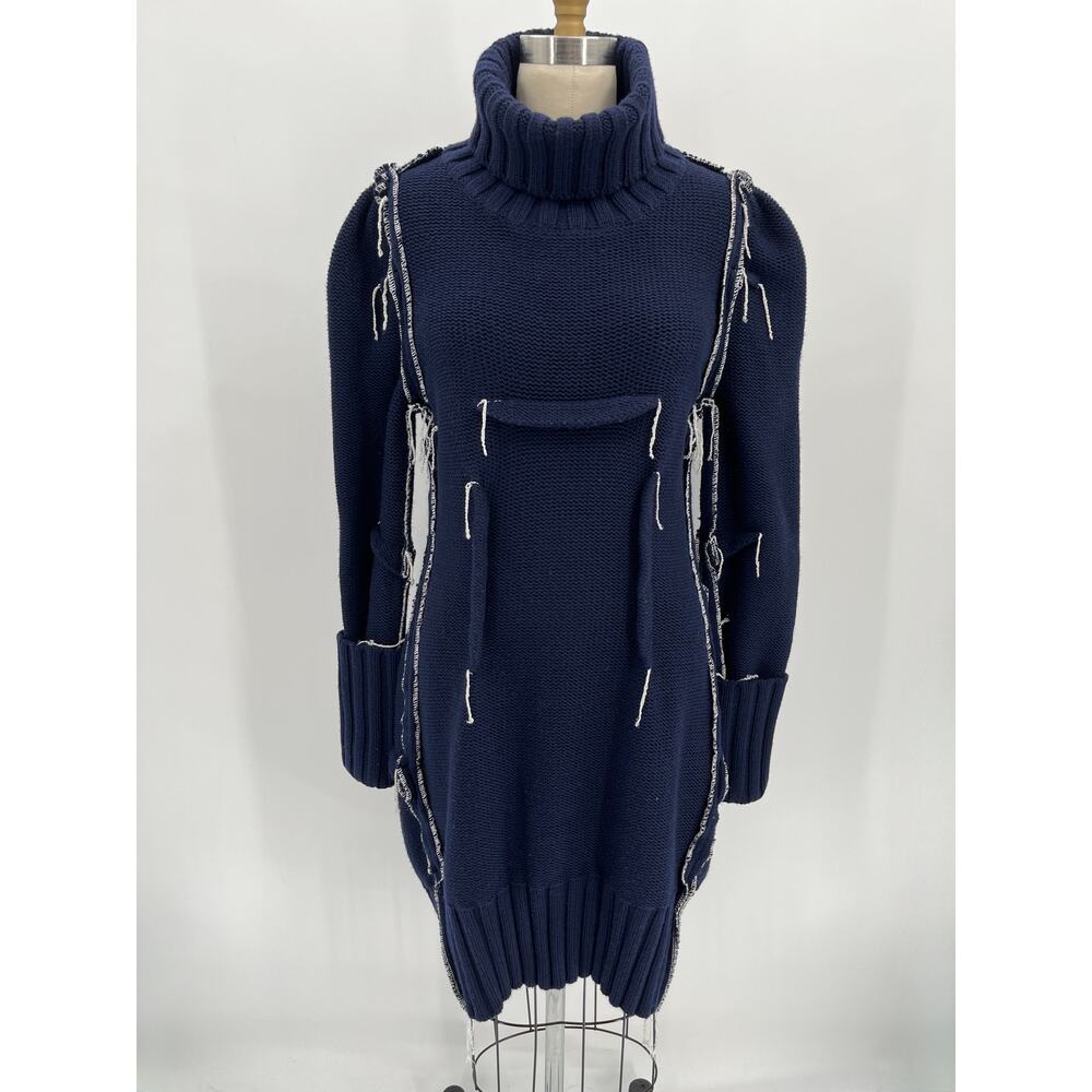 NWOT Maison Margiela x HM Darted Sweater Sz M Navy Blue Silver Merino Wool